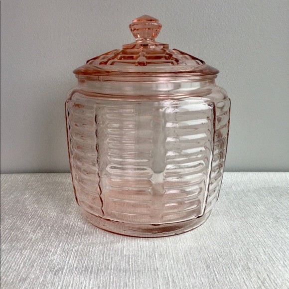 Anchor Hocking Kitchen Vintage Pink Depression Glass Biscuit Jar